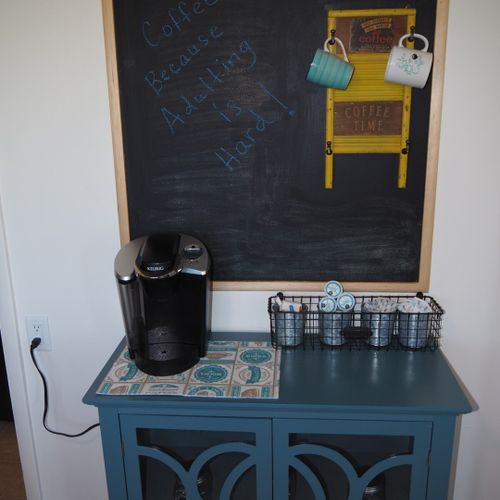 Kitchen: the home has an updated kitchen with all appliances including a dishwasher and a cute little coffee bar.