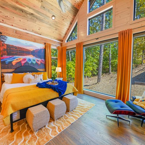 For the outdoor enthusiast of the group, adventure meets elegance in this colorful kayak-inspired sanctuary.
