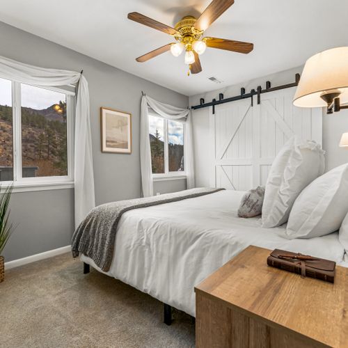 Find comfort in the restful bedroom. A calming color palette makes it perfect for a peaceful night’s sleep.