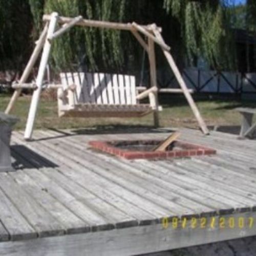 Exterior:  the bench swing at the property.
