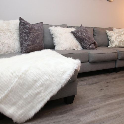 Comfy couch, perfect for sitting together with friends and family, while enjoying a movie!