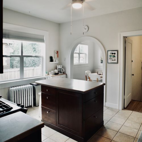 Extra countertop space with a spacious kitchen island.