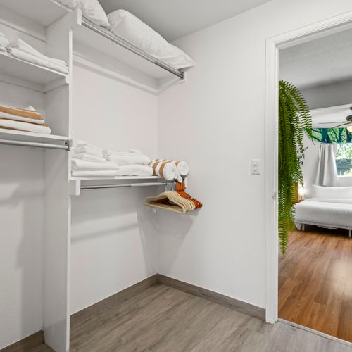 Stay organized with built-in storage in the master room.