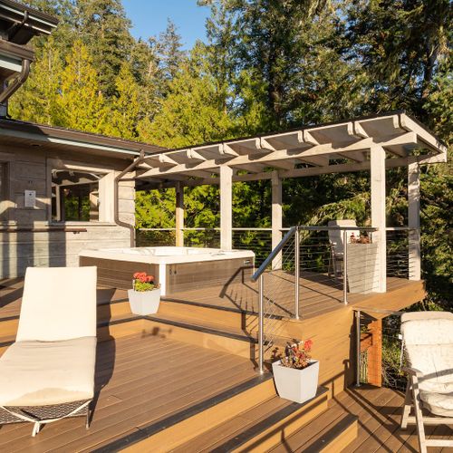 Sun lounger and hot tub