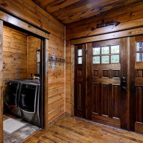 Laundry is located off the kitchen.