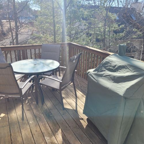 Exterior:  the deck, grill, and outdoor dining
