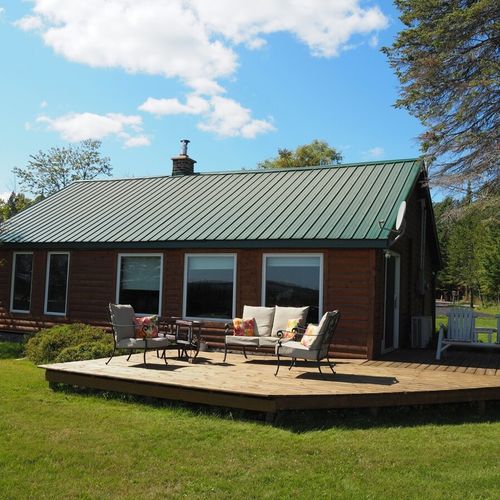 Exterior:  the large backyard deck that faces lake michigan