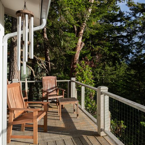 Outdoor seating for those sunny mornings and coffee.