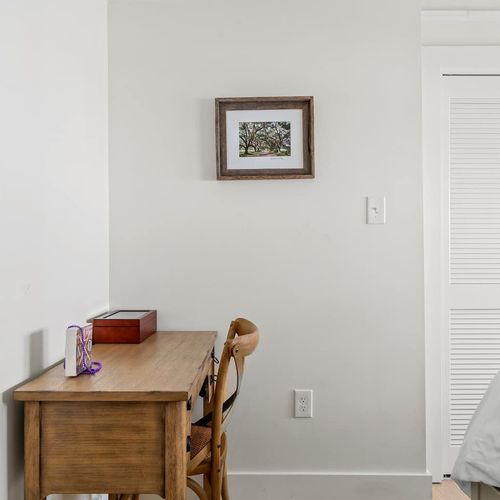 Second bedroom w/ a desk & closet — great for working remotely.