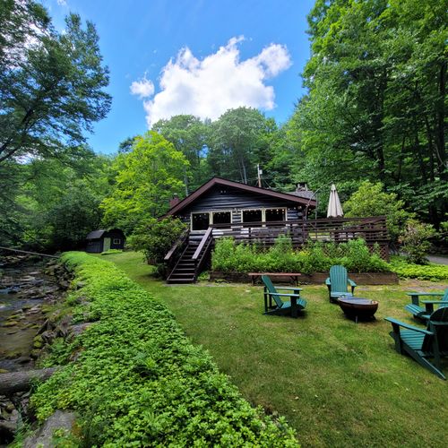 Enjoy the relaxing sounds of the creek in the backyard.