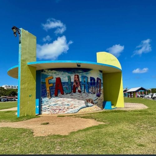 Welcome to Fajardo! Capture your memorable moments with this vibrant, iconic sign set against a beautiful blue sky.