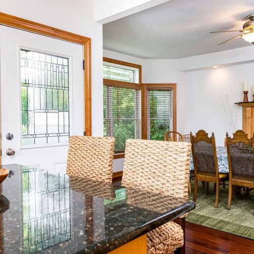 Kitchen:  the home has a large modern kitchen with all appliances, a large kitchen island with seating, and great views of betsie lake!