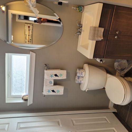 Bathroom:  very cute newly-renovated bathroom with a walk-in shower.
