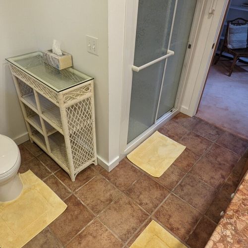 Bathroom #1 (first floor):  this is a full bathroom that is a private en-suite bathroom for bedroom #1.