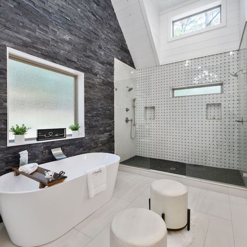 The oversized soaking tub and walk-in shower!