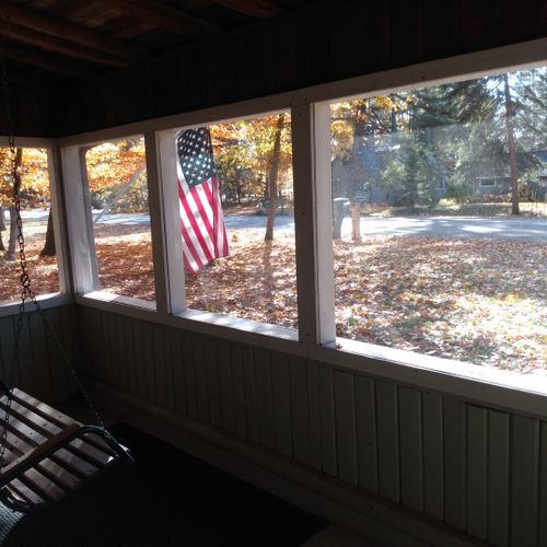 Front porch: the private screened-in front porch.