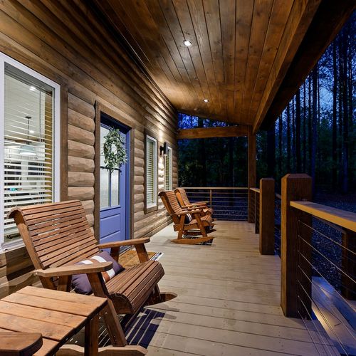 Rocking chairs on the front porch.