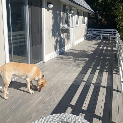 EXTERIOR:  The south side of the huge wrap-around deck with great views of Lake Michigan.