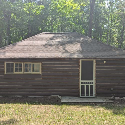 Exterior:  the back of the cabin.