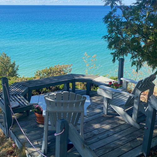 EXTERIOR:  The additional detached deck for watching sunsets on Lake Michigan.