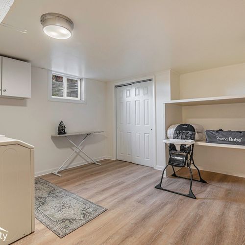 The spacious laundry room is stocked with essentials to refresh your wardrobe during your travels. A high chair and pack n play is available as well.