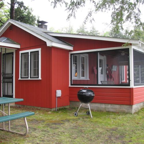 Overall:  the red laker cabin in summer