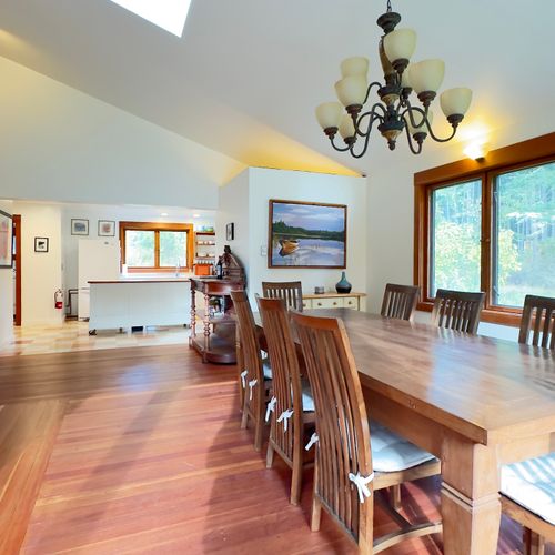 Dining table/room looking into the kitchen