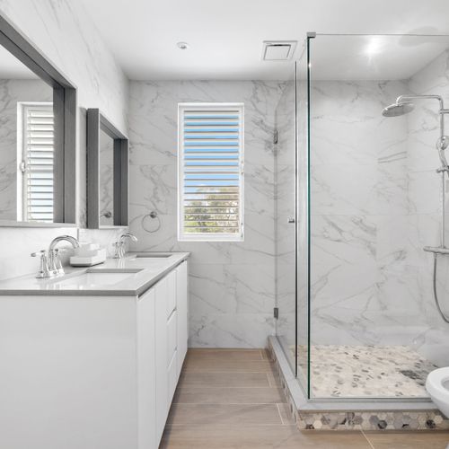 Indulge yourself in a bathroom designed with contemporary elegance.