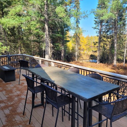 Overall:  the large and beautiful second floor deck that faces goose creek.