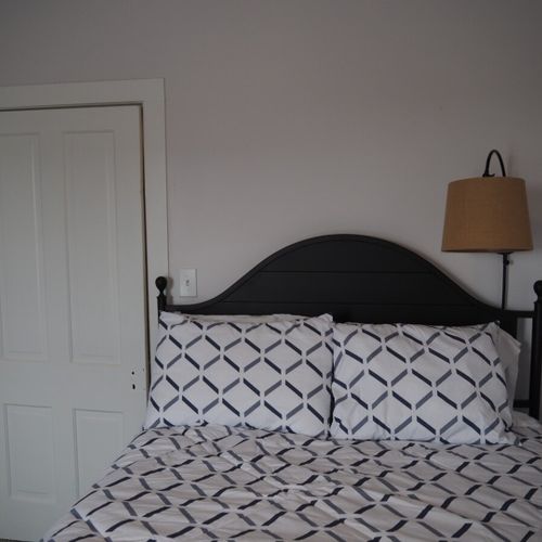 Bedroom #2:  all 3 bedrooms are upstairs. This bedroom features a queen-size bed, nightlamp, dresser, and a very large closet.