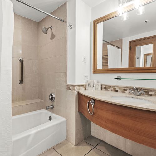 Modern and clean bathroom vanity with elegant details, offering convenience and style.