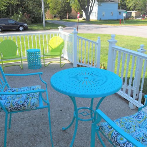 Exterior:  the side porch in summer.