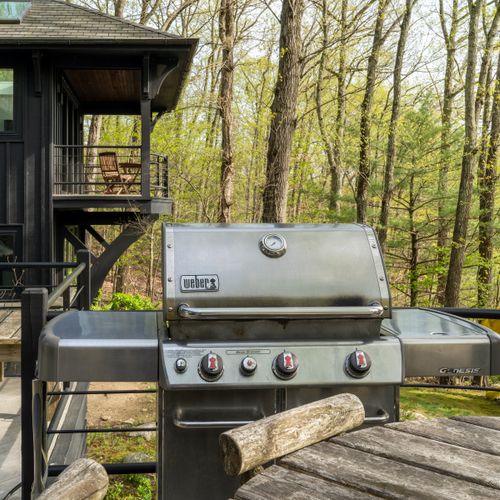 Grill is available for your enjoyment, just outside the kitchen.