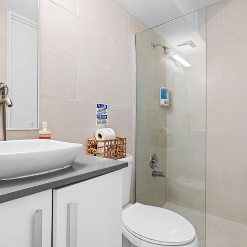 A refreshing space with elegant fixtures.