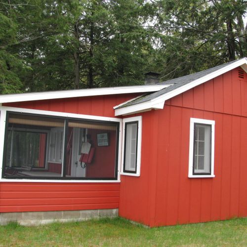 Overall:  the red laker cabin in summer