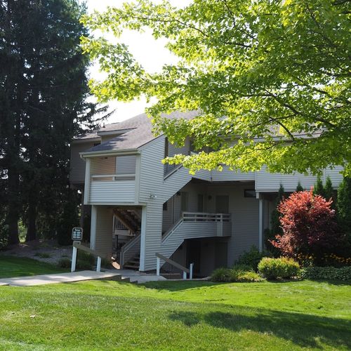 Exterior:  the front of the condo building.