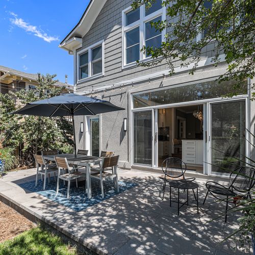 A serene patio in the garden, perfect for meals outside