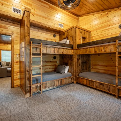 Upstairs is the bunk room with 4 Twin beds!