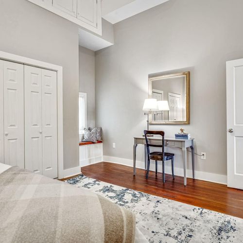 2nd floor master bedroom w/ a dedicated desk & closet — work & rest sorted.