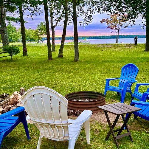 Overall:  another view of the private bonfire ring with manistee lake in the background.