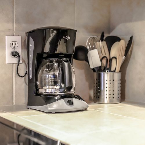 Coffee lovers welcome—drip machine ready to fuel your adventures.