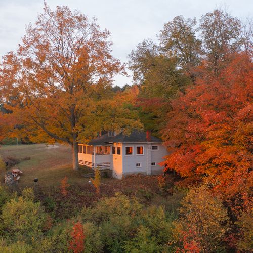 OVERVIEW:  Aerial photo of the cottage (from before the deck and hot tub were added).