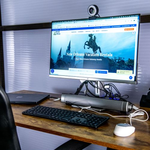 Stay connected & productive w/ high-speed Wi-Fi & a full desktop setup.
