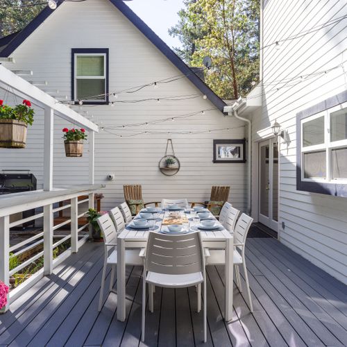 Outdoor entertaining at its best!  Party lights, flower gardens and beautiful outdoor dining ware make your summer parties a success.