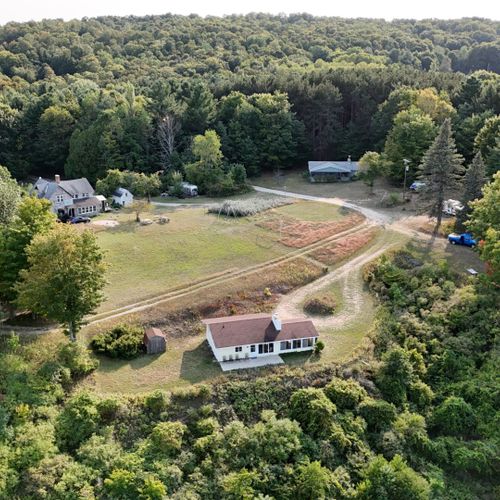 Exterior:  another aerial photo of the property from up above crystal lake.