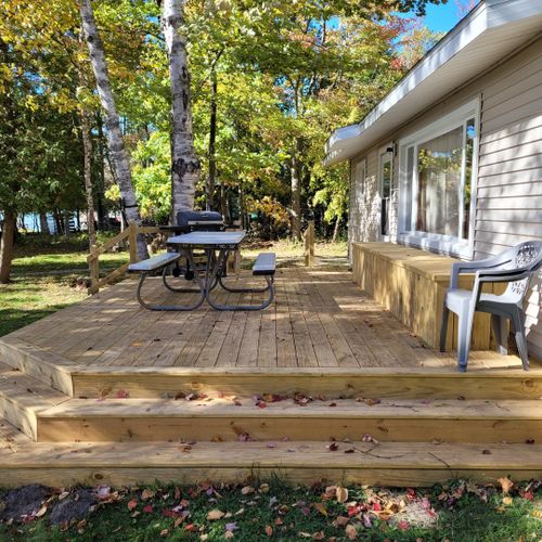 Exterior:  another view of the new deck that was added in 2024.