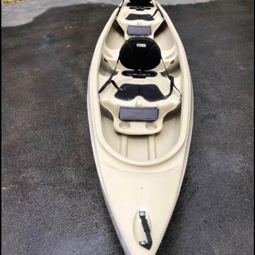 Exterior:  a closer view of one of the kayaks that is included with the vacation rental.