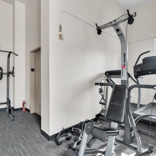 On-site gym w/ equipment to keep your routine going while traveling.