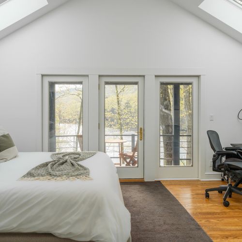 Twin skylights add a striking, contemporary touch to the space.