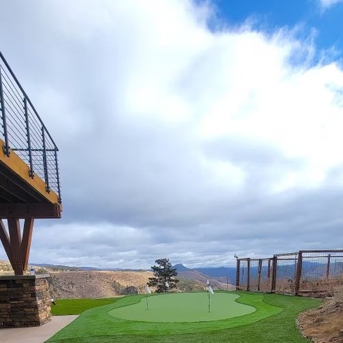 Our private putting green at our mountain retreat. Perfect your skills while surrounded by nature's beauty.